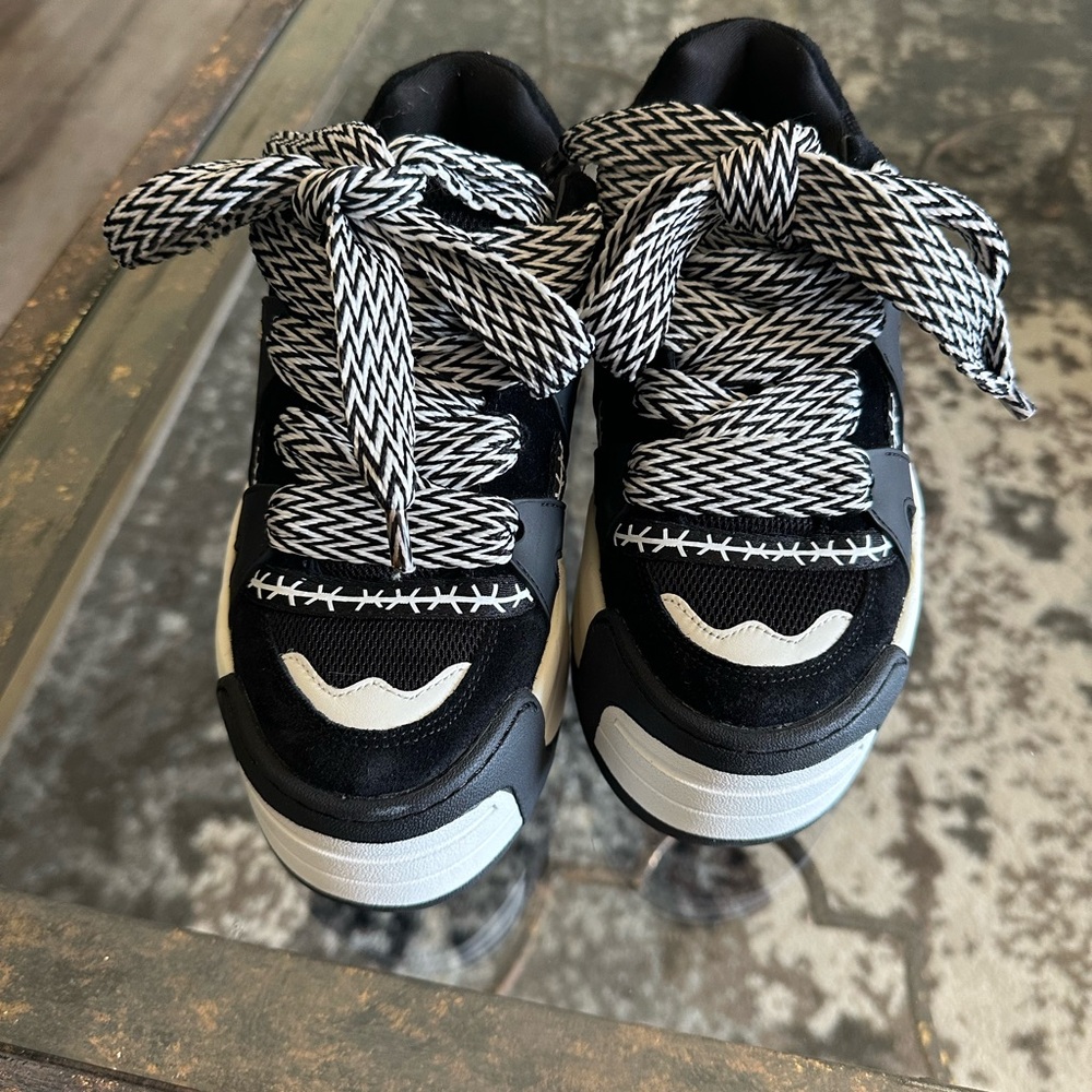 Naked Wolfe Black and White Chunky Sneakers